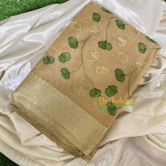 Gold Tissue Kora Organza Saree -Green-VS656