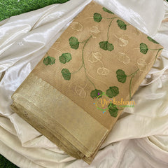 Gold Tissue Kora Organza Saree -Green-VS656