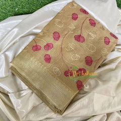 Gold Tissue Kora Organza Saree -Pink -VS655