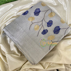 Silver Tissue Kora Organza Saree -Blue-VS661