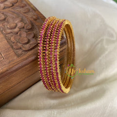 Premium AD Stone Bangles-Red -G6827