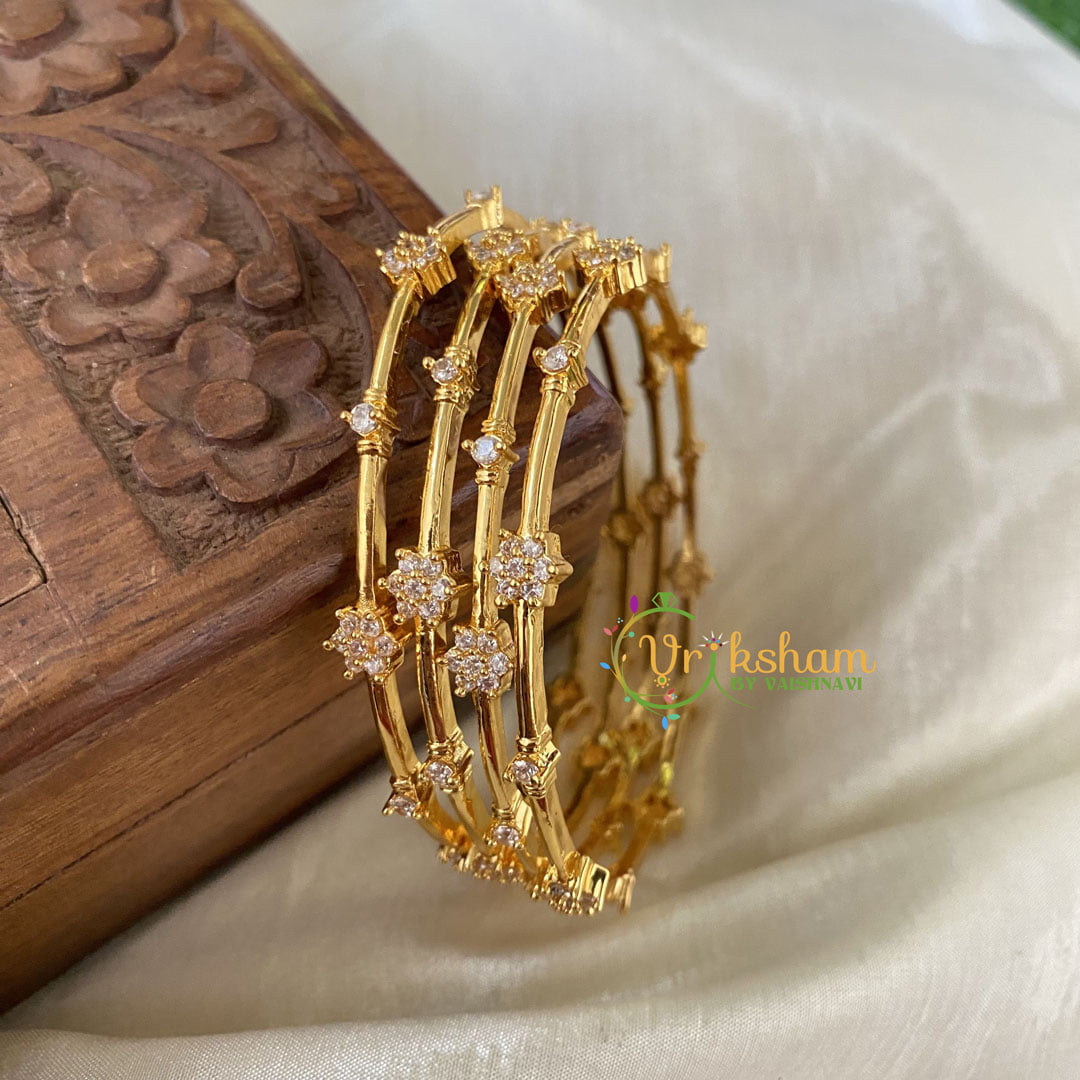 Premium AD Stone Bangles -White- Star-G6817