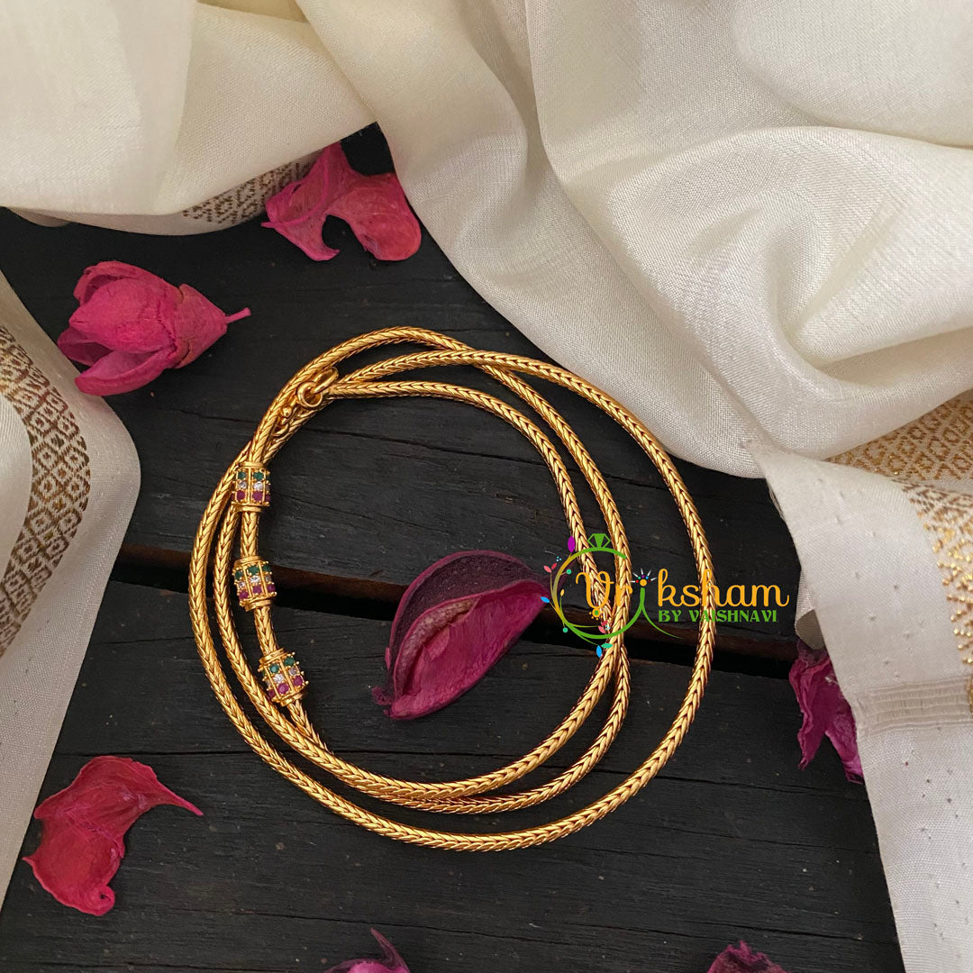 Traditional AD Stone Mogappu Chain-Hollow 3St-GRW-G4591