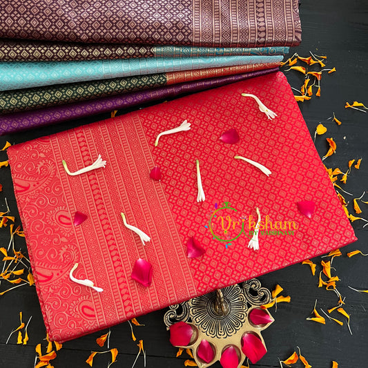 Kumkum Red Silk Saree- Litchi Silk Saree -VS004