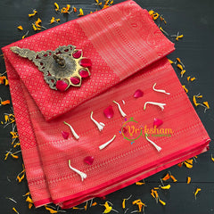 Kumkum Red Silk Saree- Litchi Silk Saree -VS004