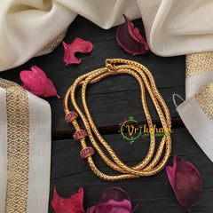 Traditional AD Stone Mogappu Chain-Hollow 2St-Red-G4598