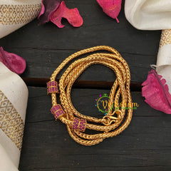 Traditional AD Stone Mogappu Chain-Hollow 4St-Red-G4602