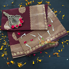 Maroon Festive wear Saree-Litchi Silk Saree -VS010