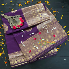 Purple Festive wear Saree-Litchi Silk Saree -VS009