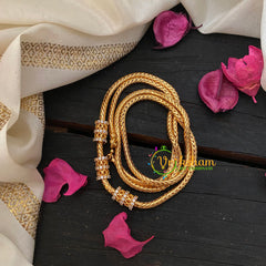 Traditional AD Stone Mogappu Chain-Filigree-White-G4605