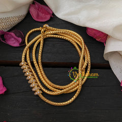 Traditional AD Stone Mogappu Chain-White- Long Spiral-G4607