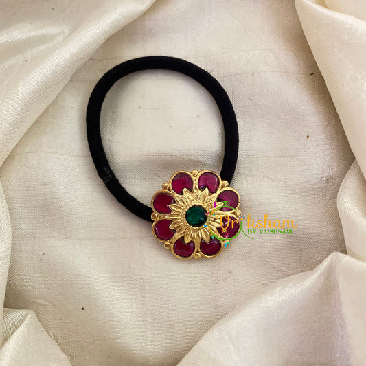 Precious Jadau Kundan Pendant Rubber Band -Flower-H503