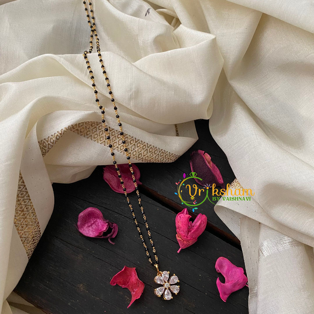 Traditional AD Stone Pendant Mangalsutra-Floral-G4568