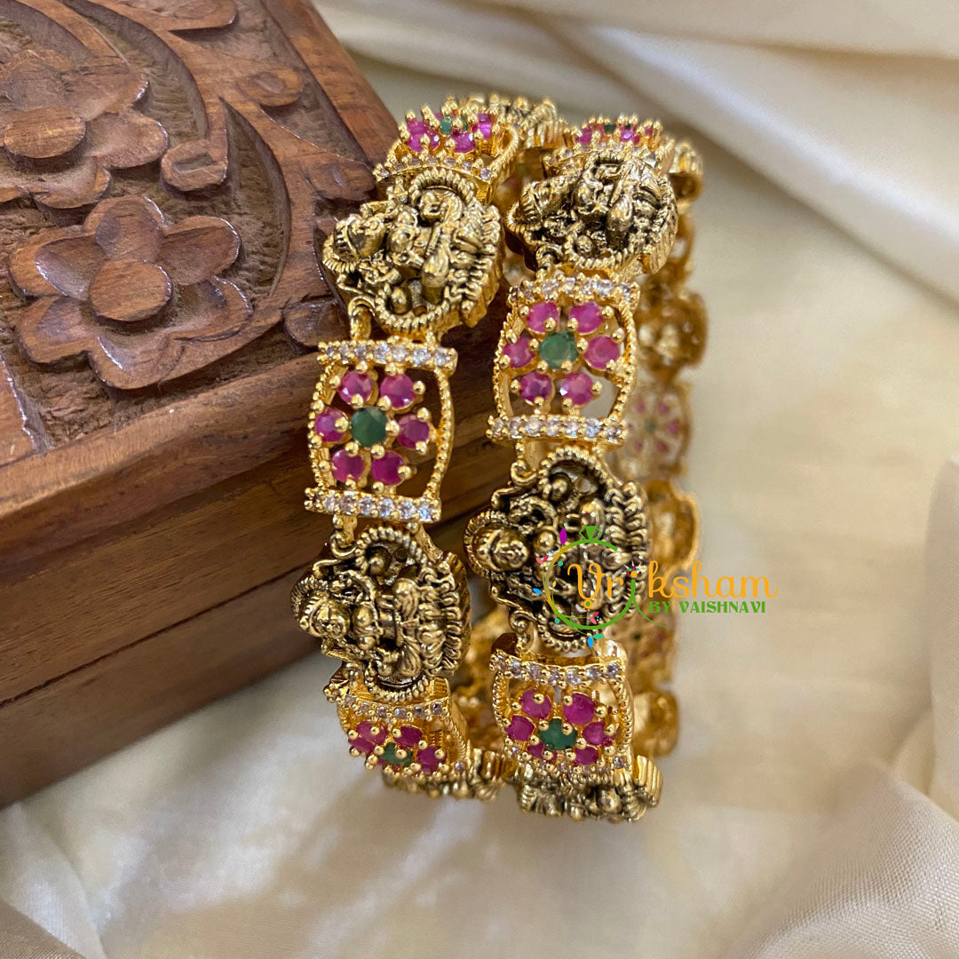 Festive Temple Bangles-Lakshmi-Green-G7890