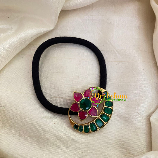 Precious Jadau Kundan Pendant Rubber Band -Chand-H511