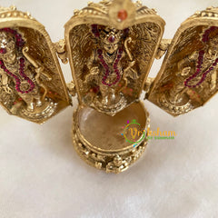 Gold Look Alike Temple Kumkum Box -Ram Parivar-G9790