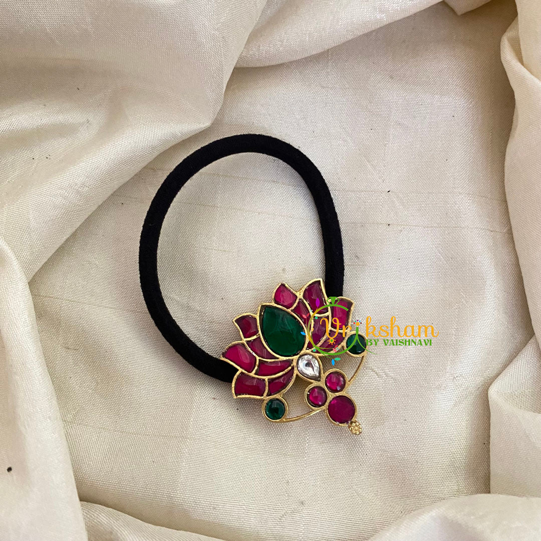 Precious Jadau Kundan Pendant Rubber Band -Lotus-H501