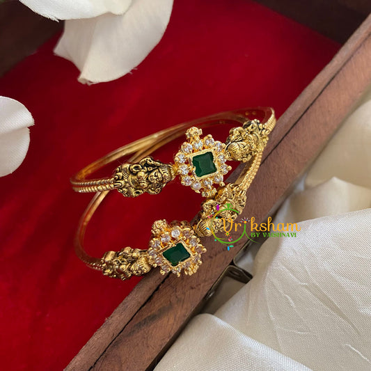 Victorian Diamond Temple Bangles - Green Stone -VV940