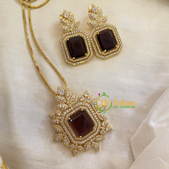 Gold Look Alike AD Stone Pendant Chain-Nakshatra-Maroonish Brown-G8052