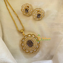 Brown Gold Look Alike AD Stone Pendant Chain-Round-G8311