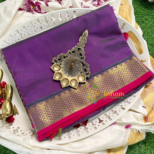 Purple with Pink Vairaoosi Silk Cotton Saree -VS1586