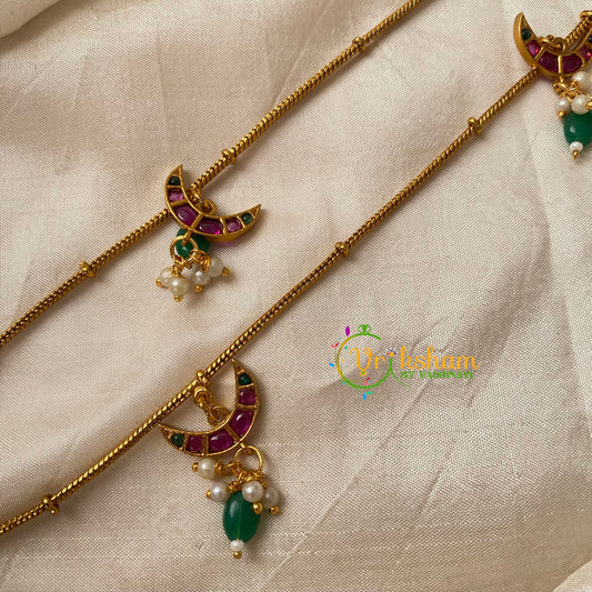 Elegant Gold Look Alike Thin Anklets -Chandh -Red Green -G9111