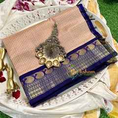 Sandal with Blue Podi Kattam Silk Cotton Saree -VS1591