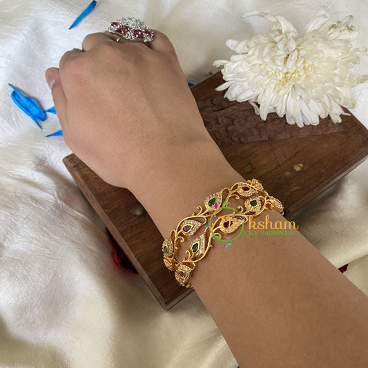 Premium AD Stone Bangles-Leaf Fern -G6814