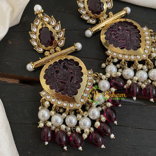 Purple Meenakari Danglers -VV761