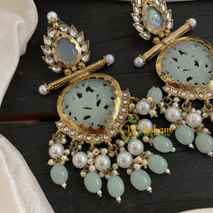 Pastel Green Meenakari Danglers -VV763