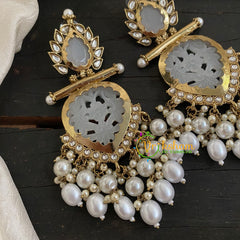 Grey Meenakari Danglers  -VV764