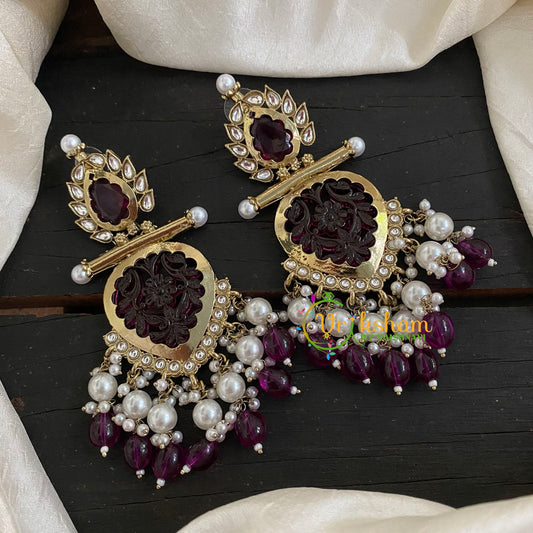 Maroon Meenakari Danglers -VV766