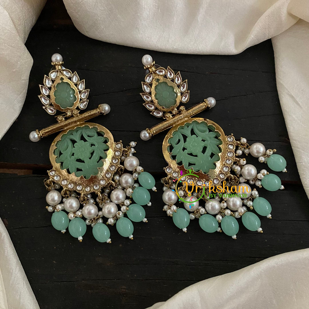 Teal Green Victorian Diamond Danglers -VV767