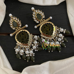 Henna Green Meenakari Danglers -VV768