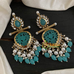 Aqua Blue Meenakari Danglers -VV769