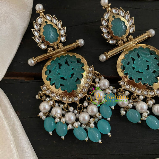 Aqua Blue Meenakari Danglers -VV769