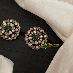 Green Victorian Diamond Studs-Floral -VV814