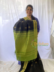 Black Kolam Silk Cotton Saree-Handloom Saree-VS451