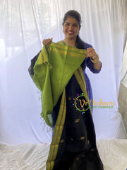 Black Kolam Silk Cotton Saree-Handloom Saree-VS451