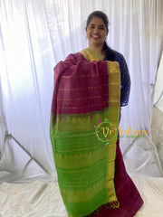 Purple with Green Vairaoosi Silk Cotton Saree-VS402
