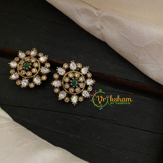 Green Victorian Diamond Studs -VV803