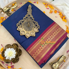 Dark Blue Litchi Silk Saree-VS388