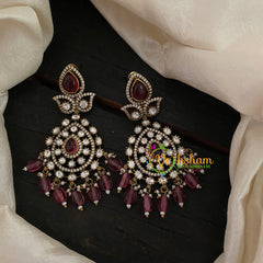 Maroon Bead Victorian Diamond Danglers -VV777