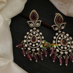 Maroon Bead Victorian Diamond Danglers -VV777