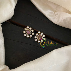 Pastel Pink Daily Wear Victorian Diamond Studs -VV799