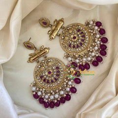 Deep Purple Kundan Meenakari Danglers -G8195