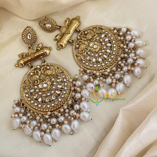 White Kundan Meenakari Danglers -G8194