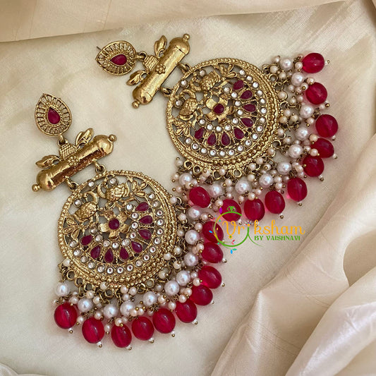 Red Kundan Meenakari Danglers -G8192