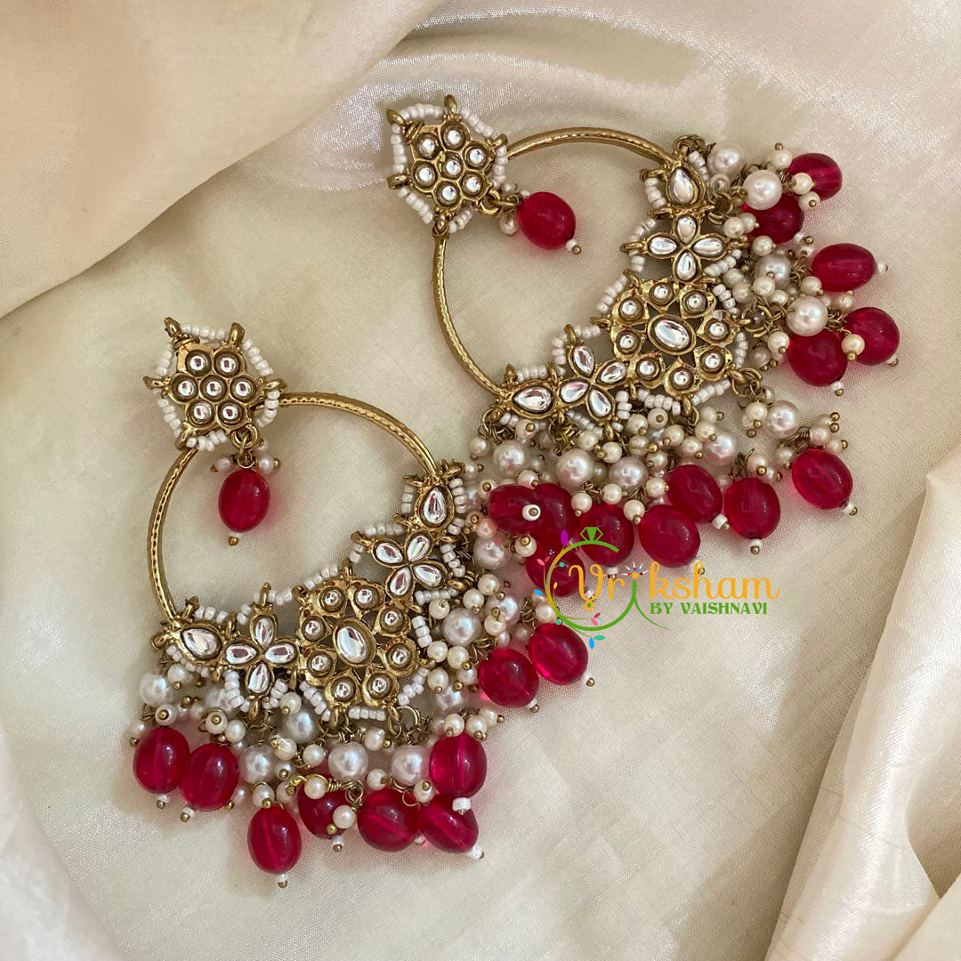 Red Bead Kundan Meenakari Danglers -G8188