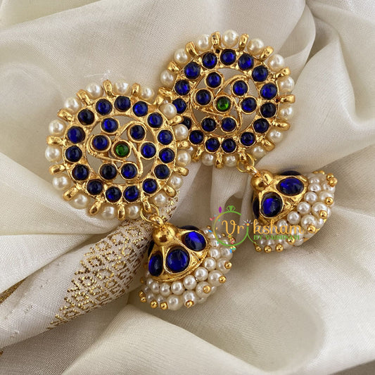 Traditional Kemp Jhumkas -Blue Green -G6873